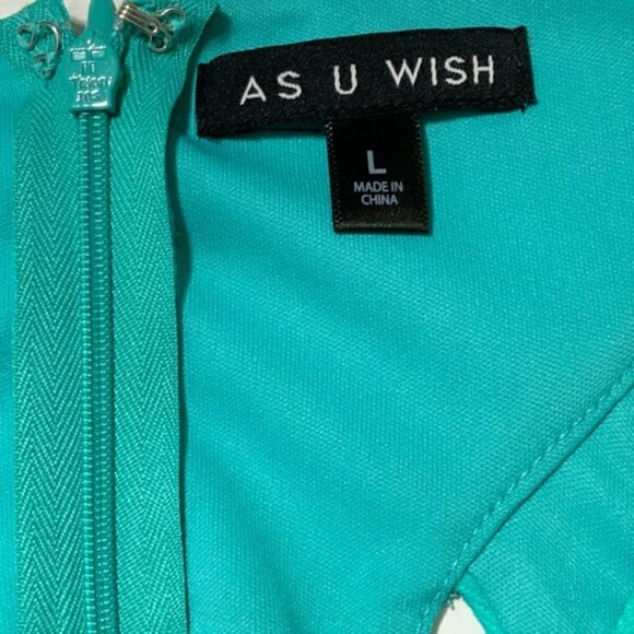 As U Wish Cut Out Skater Dress Mini Flare Stripe Floral White Teal Junior Large - Picture 7 of 16